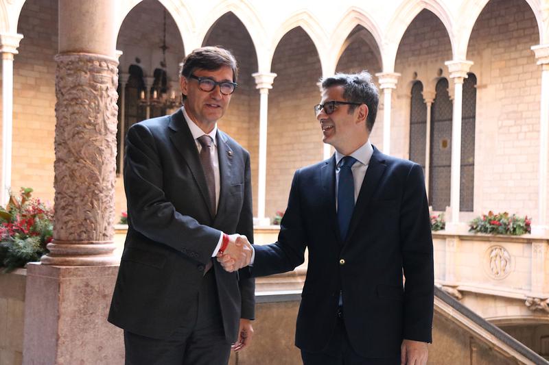 Catalan president Salvador Illa, meets with Spain's Justice minister Félix Bolaños