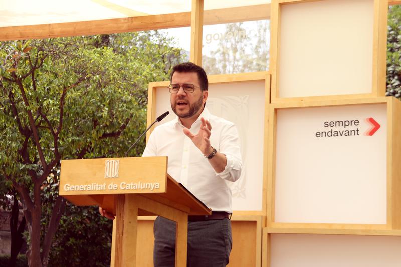 Catalan president Pere Aragonès during a speech on July 7, 2023