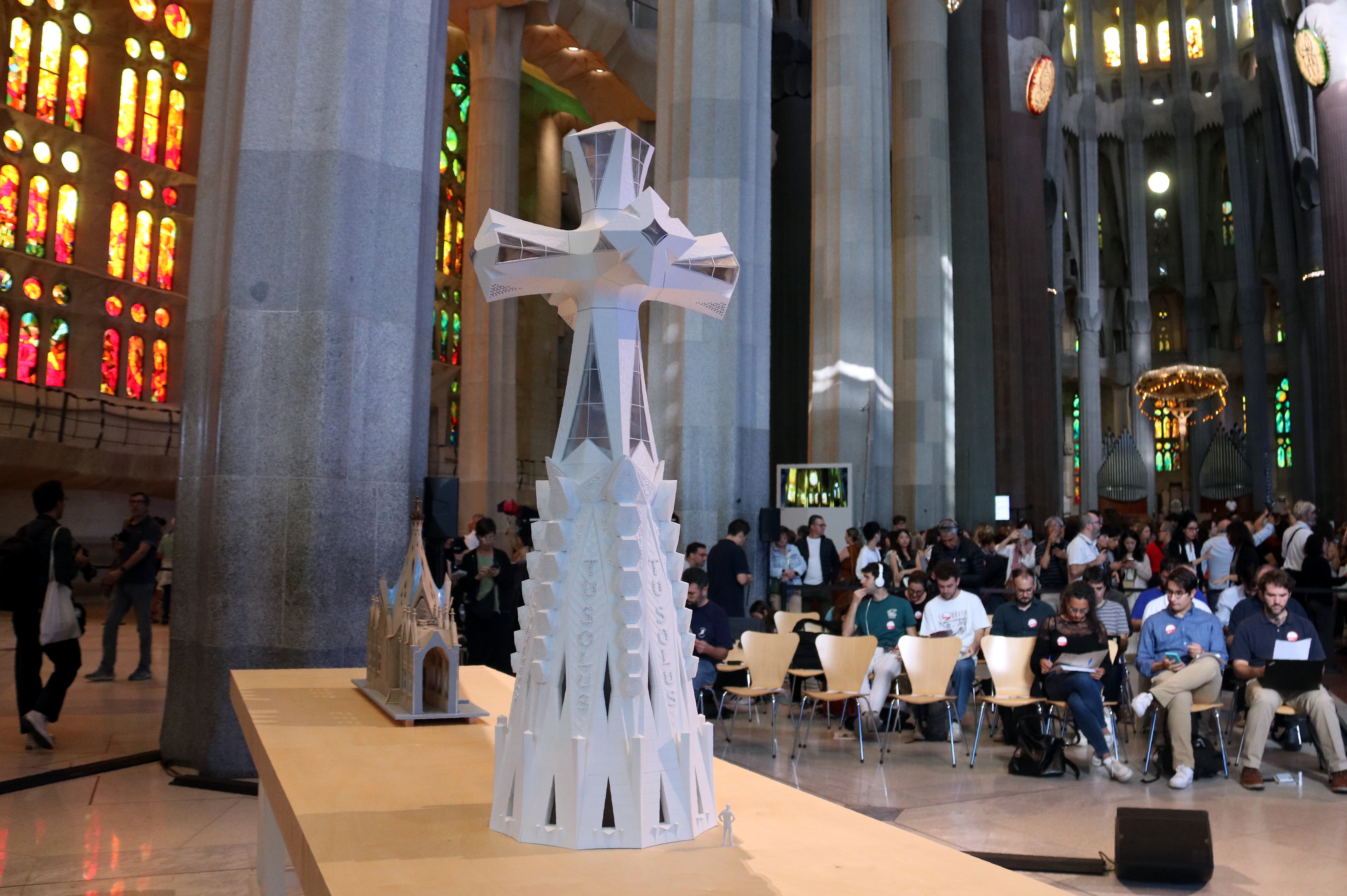 A model of the future cross at the Sagrada Família