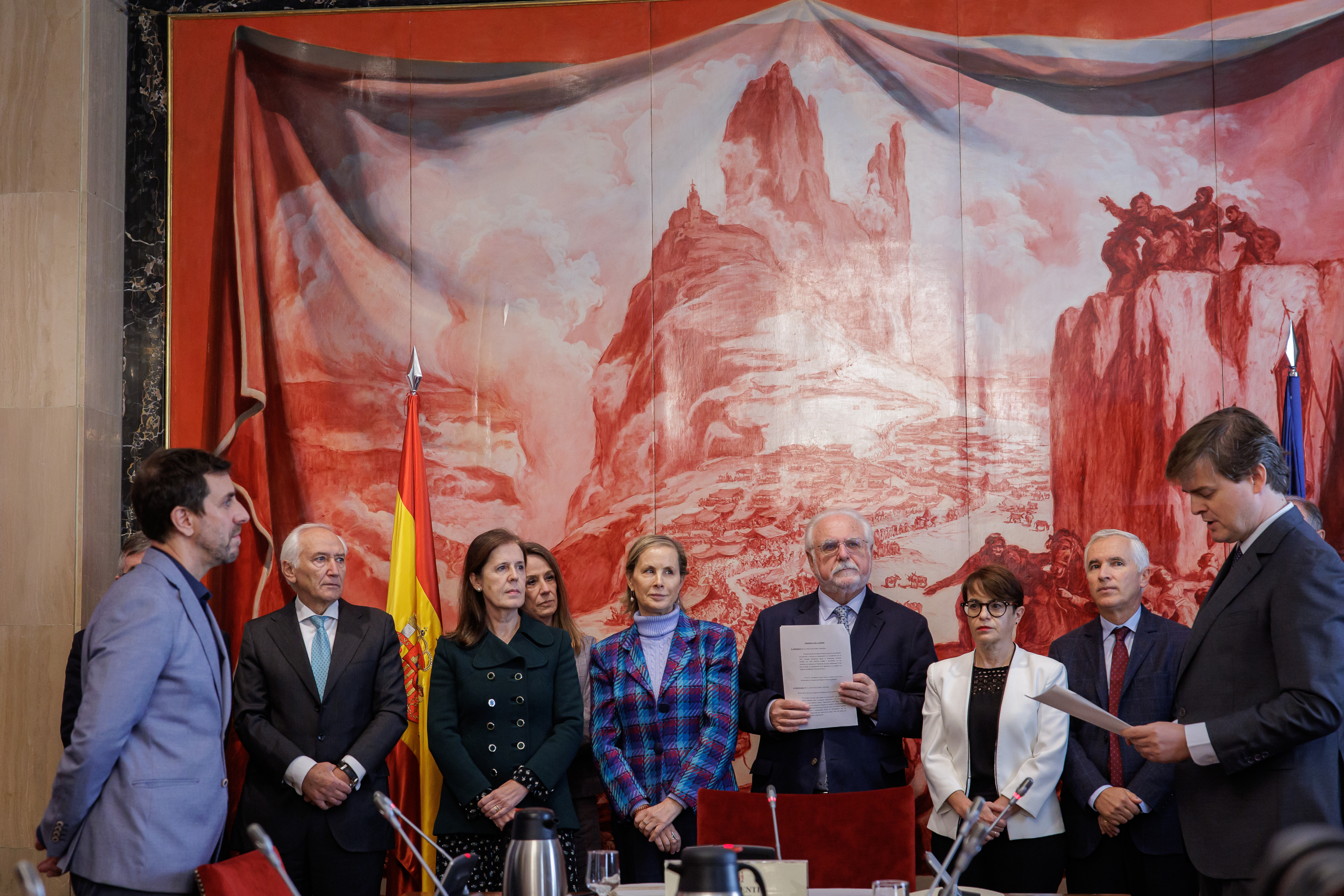 Junts MEP-elect Toni Comín during the ceremony to swear or pledge allegiance to the Spanish Constitution before the Central Electoral Board