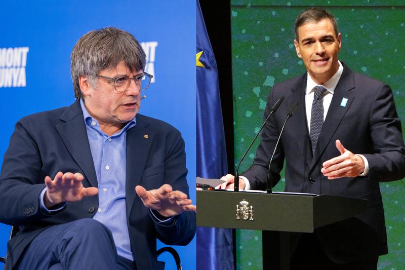 Junts leader Carles Puigdemont and Spanish PM Pedro Sánchez