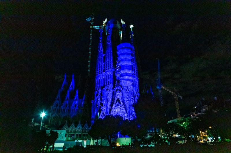 World famous Sagrada Familía was illuminated in blue on May 8 to start the Europe Day celebrations.
