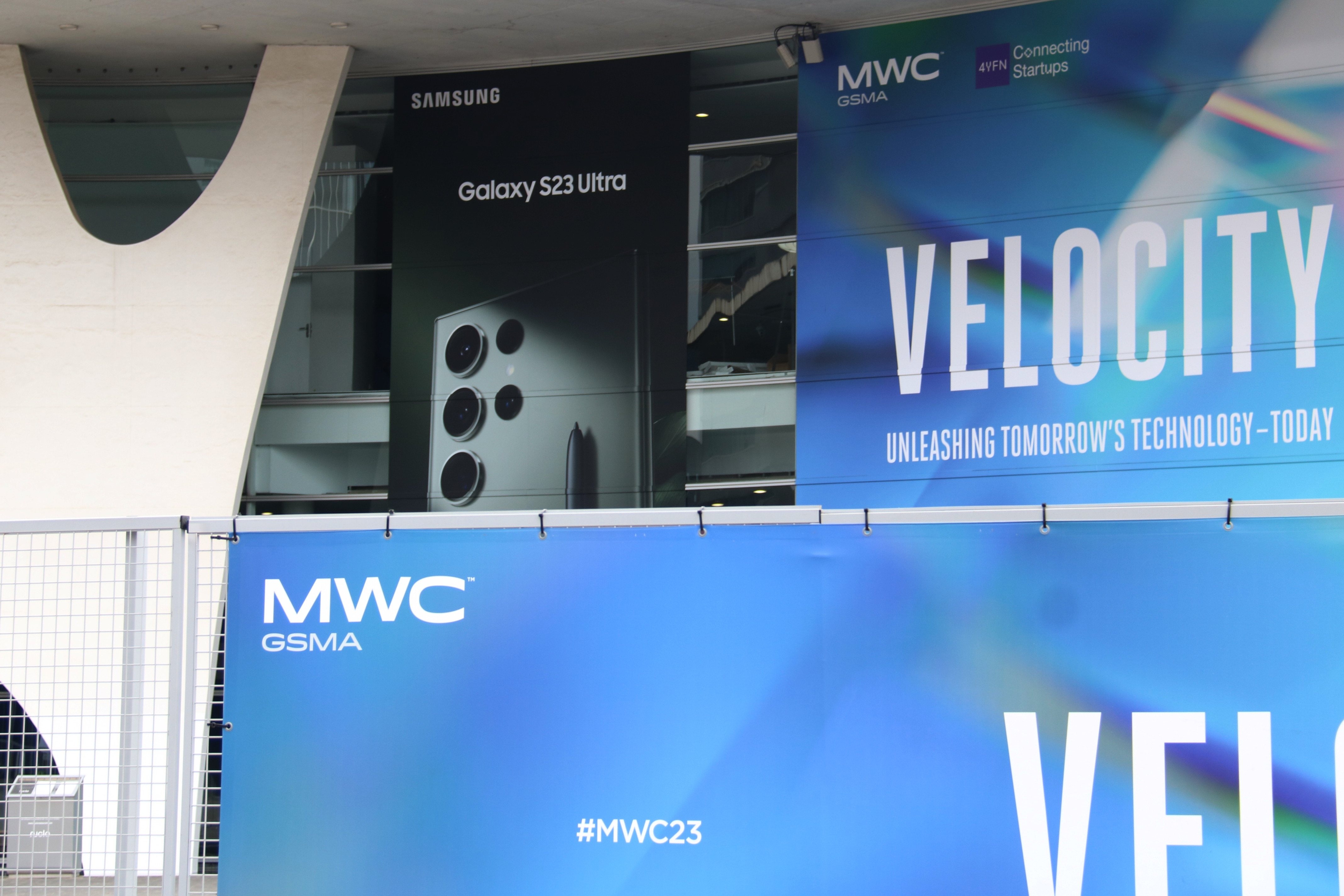 Some posters ready for the first day of MWC 2023