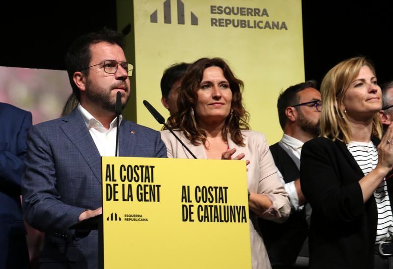 Esquerra candidate for presidency role Pere Aragonès during a press conference on May 12, 2024 to analyze the Catalan election results
