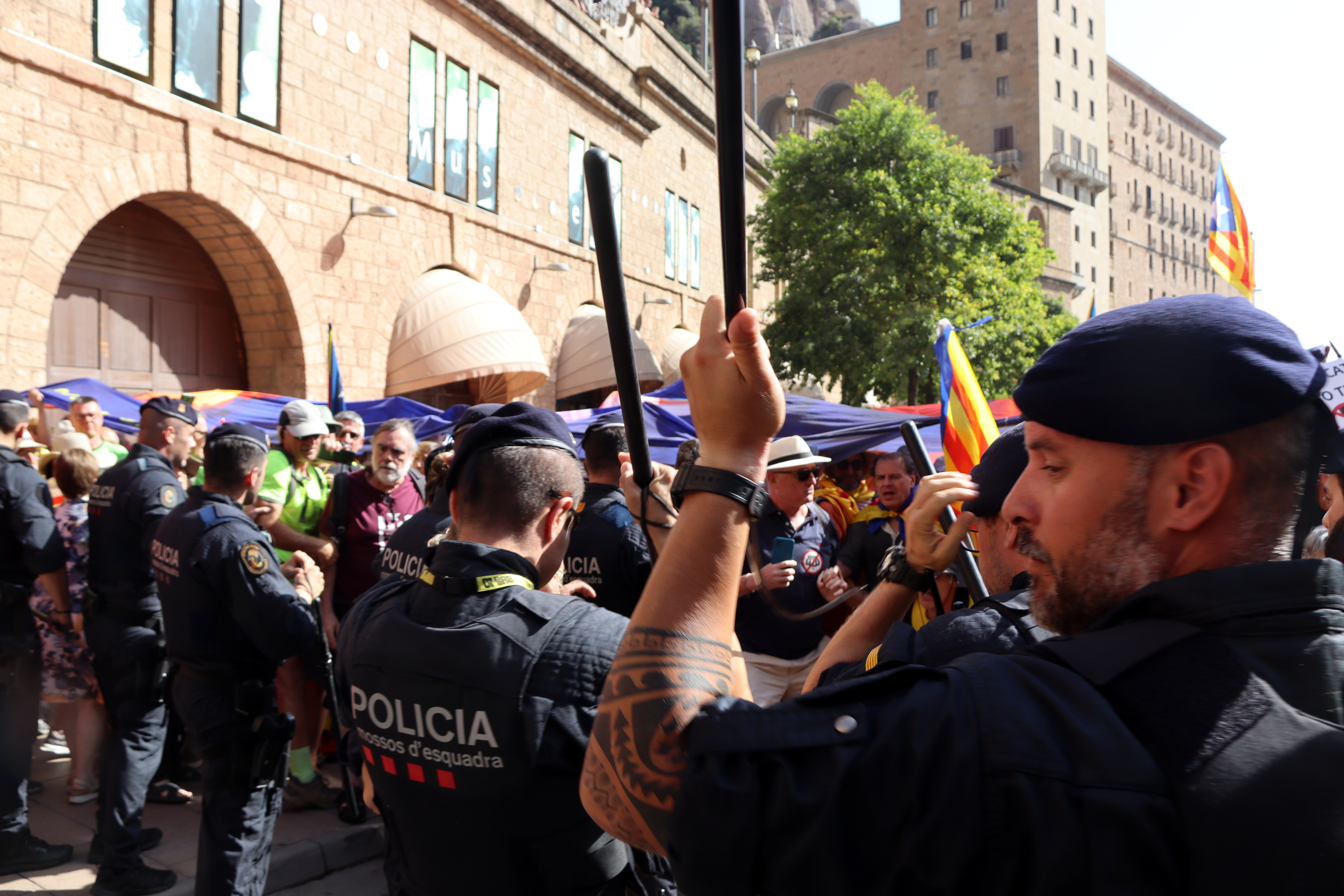 Moments of tension between protesters and police during the protest