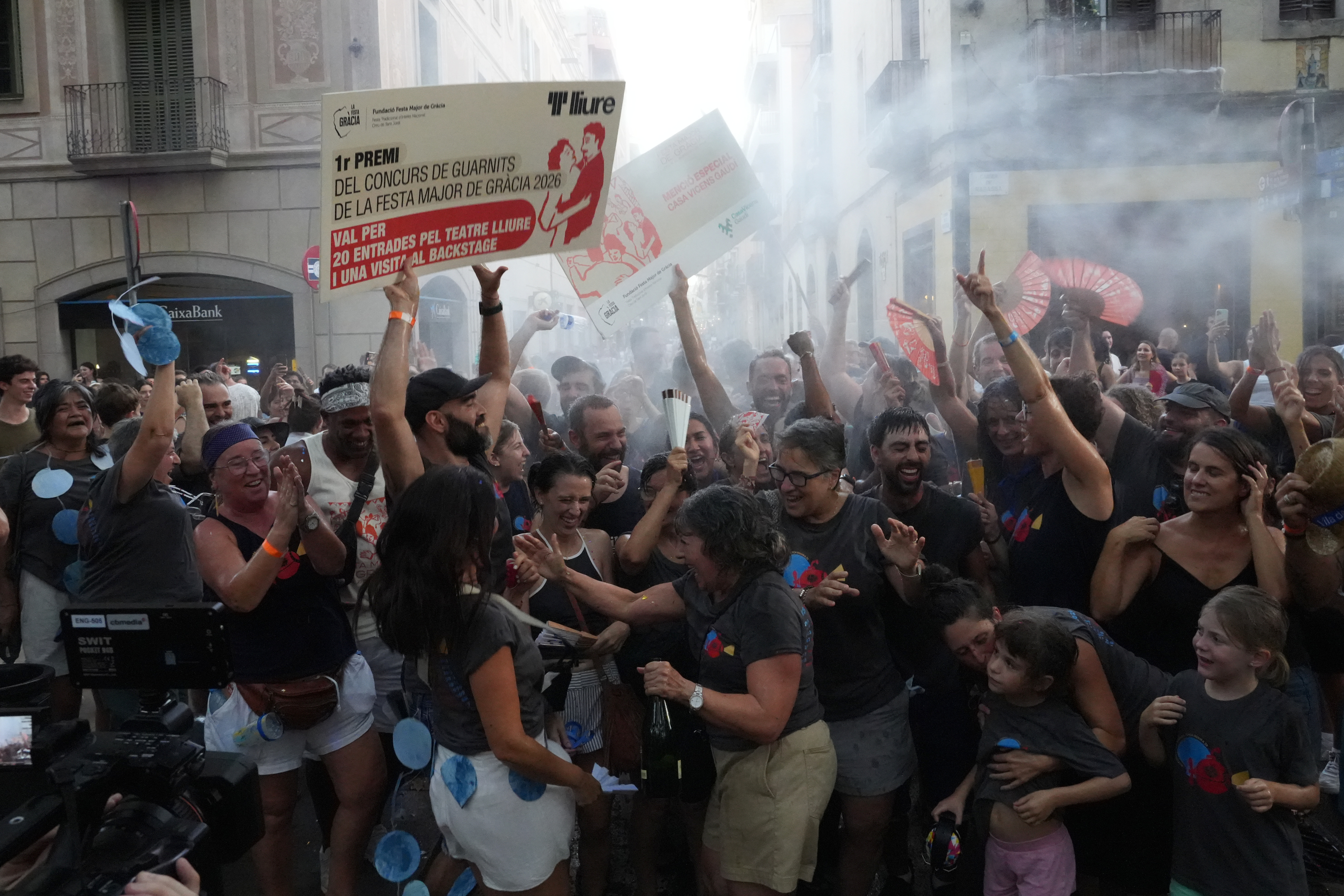 Celebrations in victorious Plaça Rovira