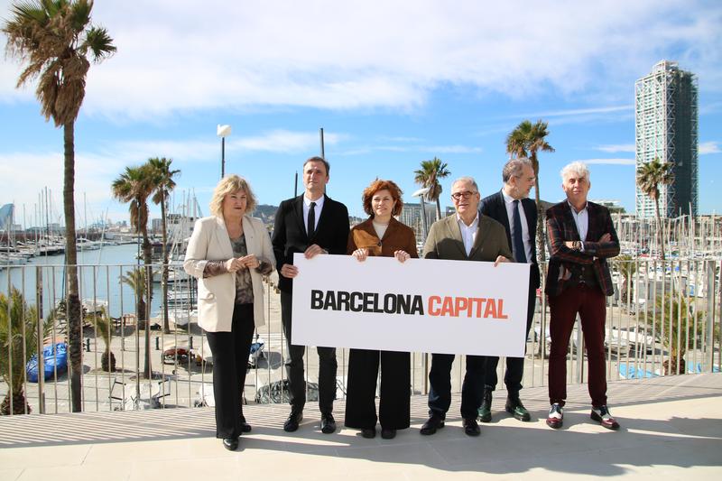 Jordi Valls, Elisenda Alamany and Mateu Hernández, promoting the "Barcelona Capital" programme at the Olympic Port.