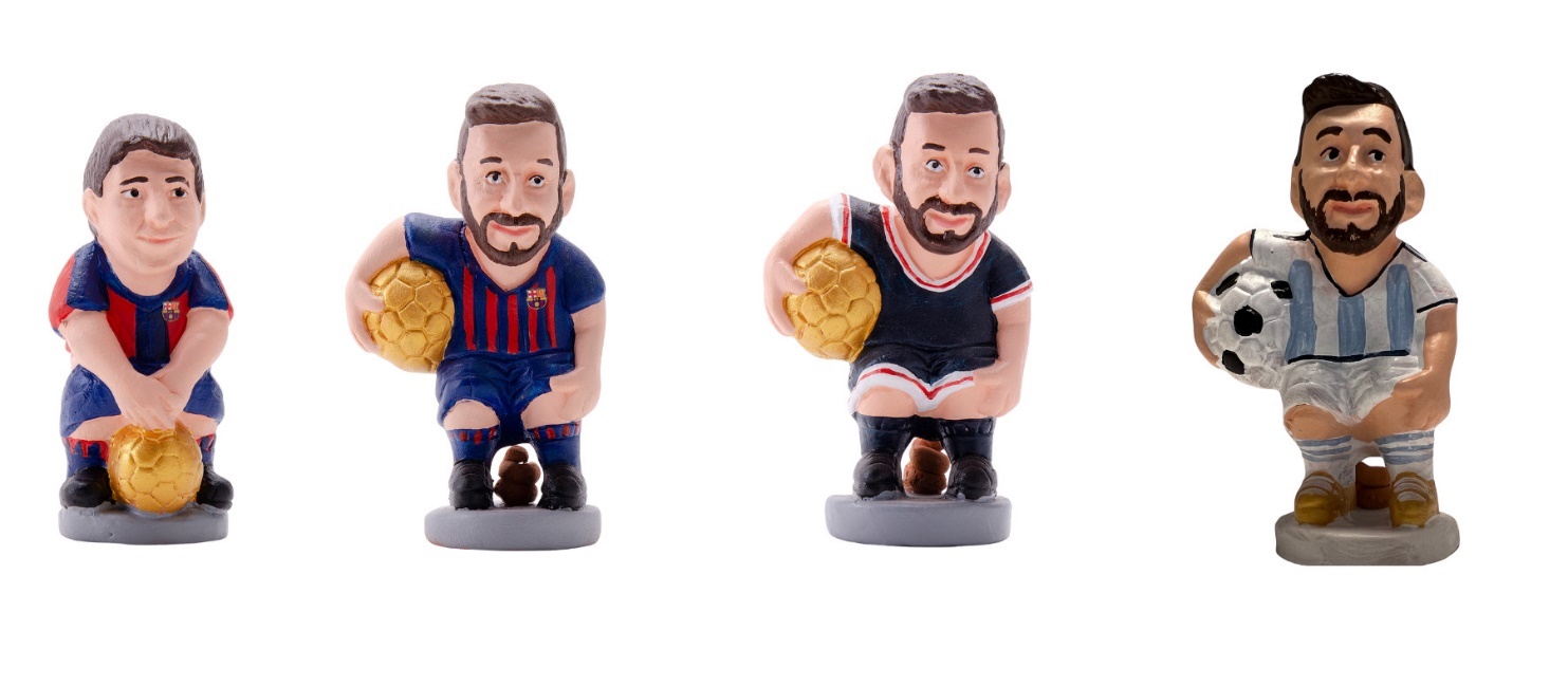 The four versions of Leo Messi caganers available at Caganer.com