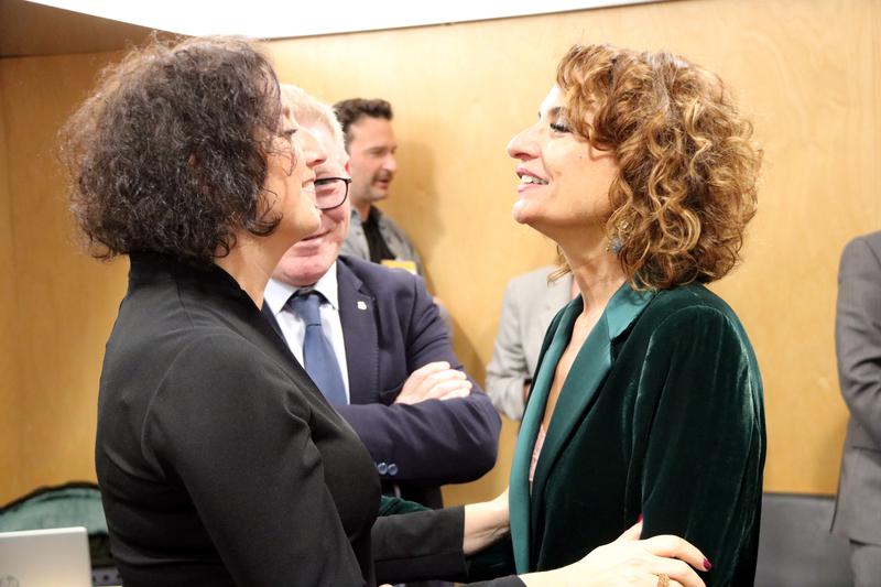 Catalan finance minister Alícia Romero and Spain's finance minister María Jesús Montero during a meeting on February 26, 2025 in Madrid