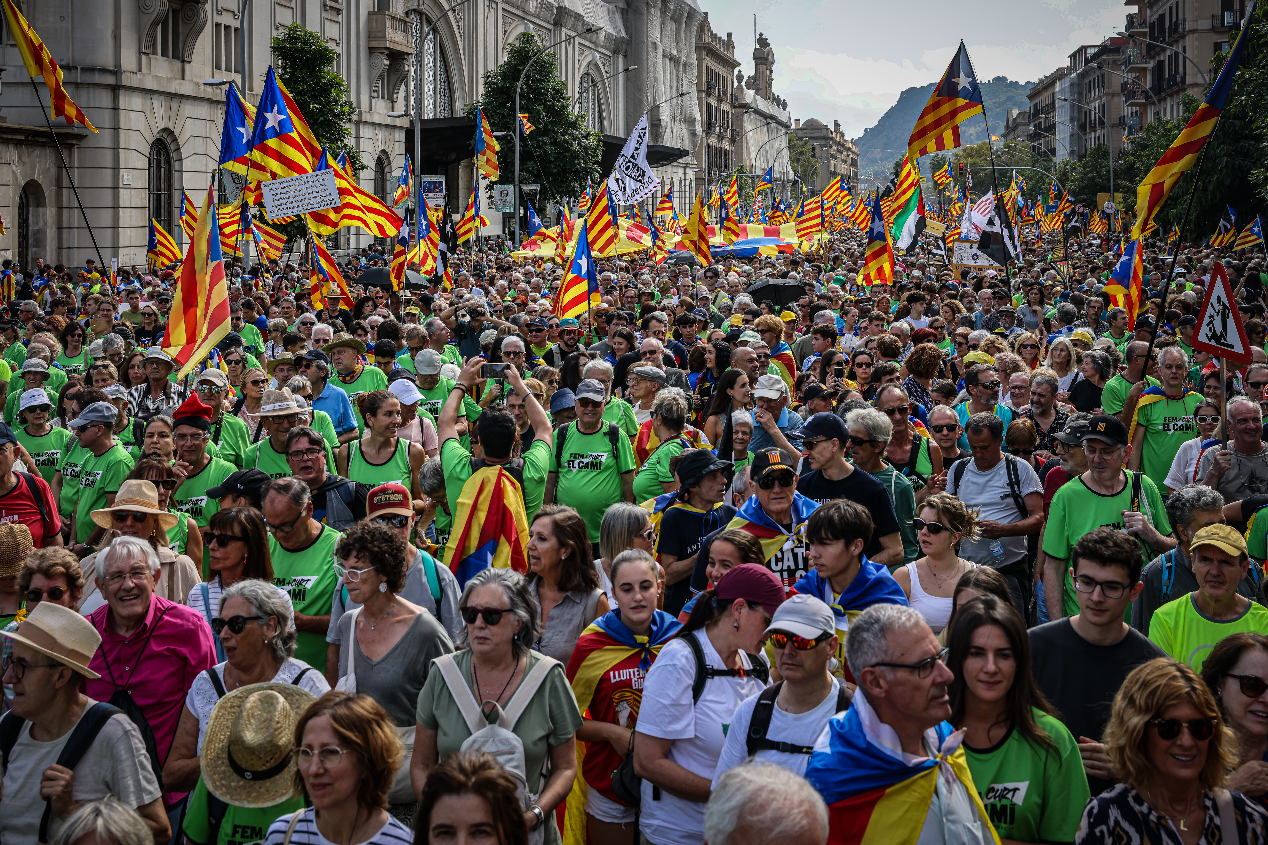 demonstration in Barcelona organized by pro-independence groups for Catalonia's National Day 2024