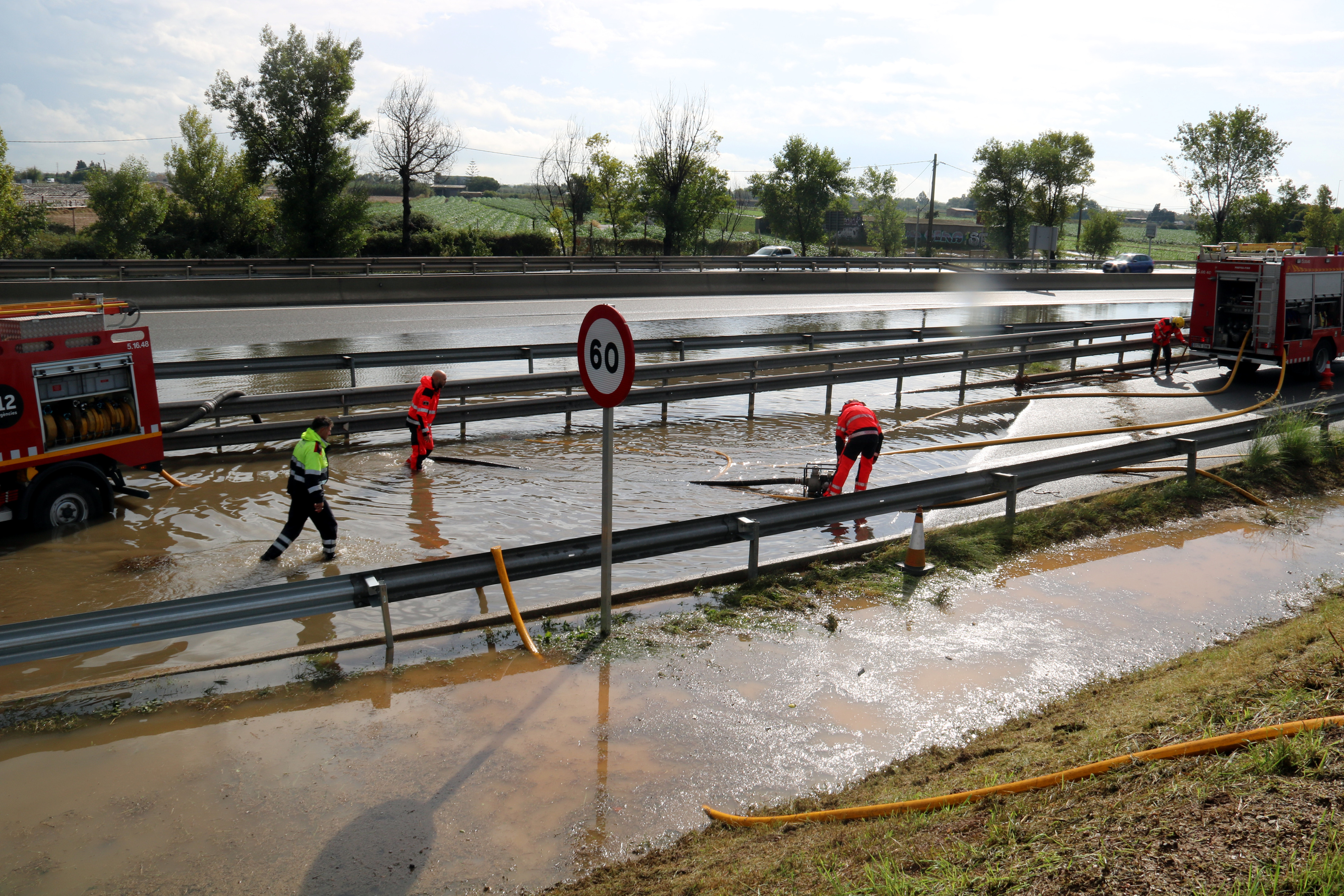 Flooded C-32 road.