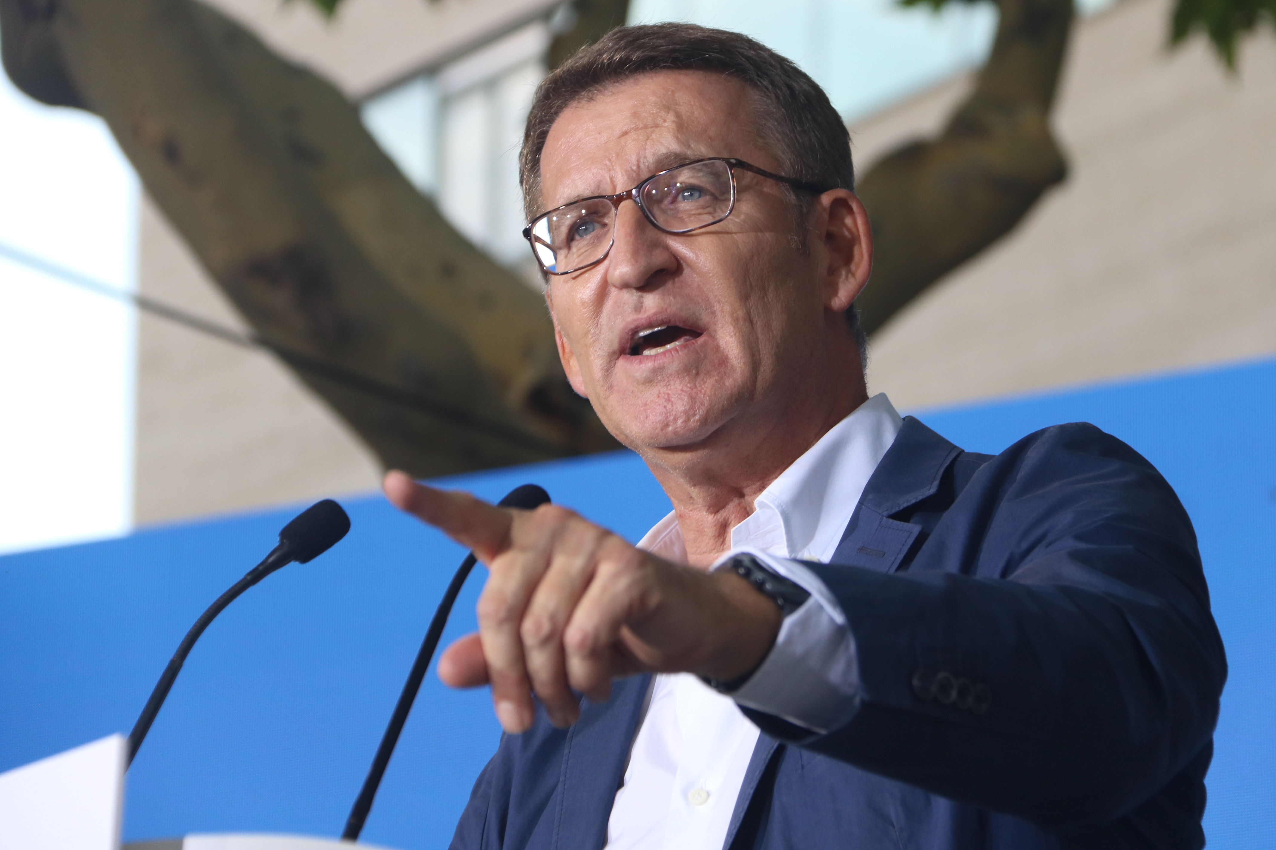 Spanish People's Party candidate for the July 23 elections Alberto Núñez Feijóo on July 6, 2023