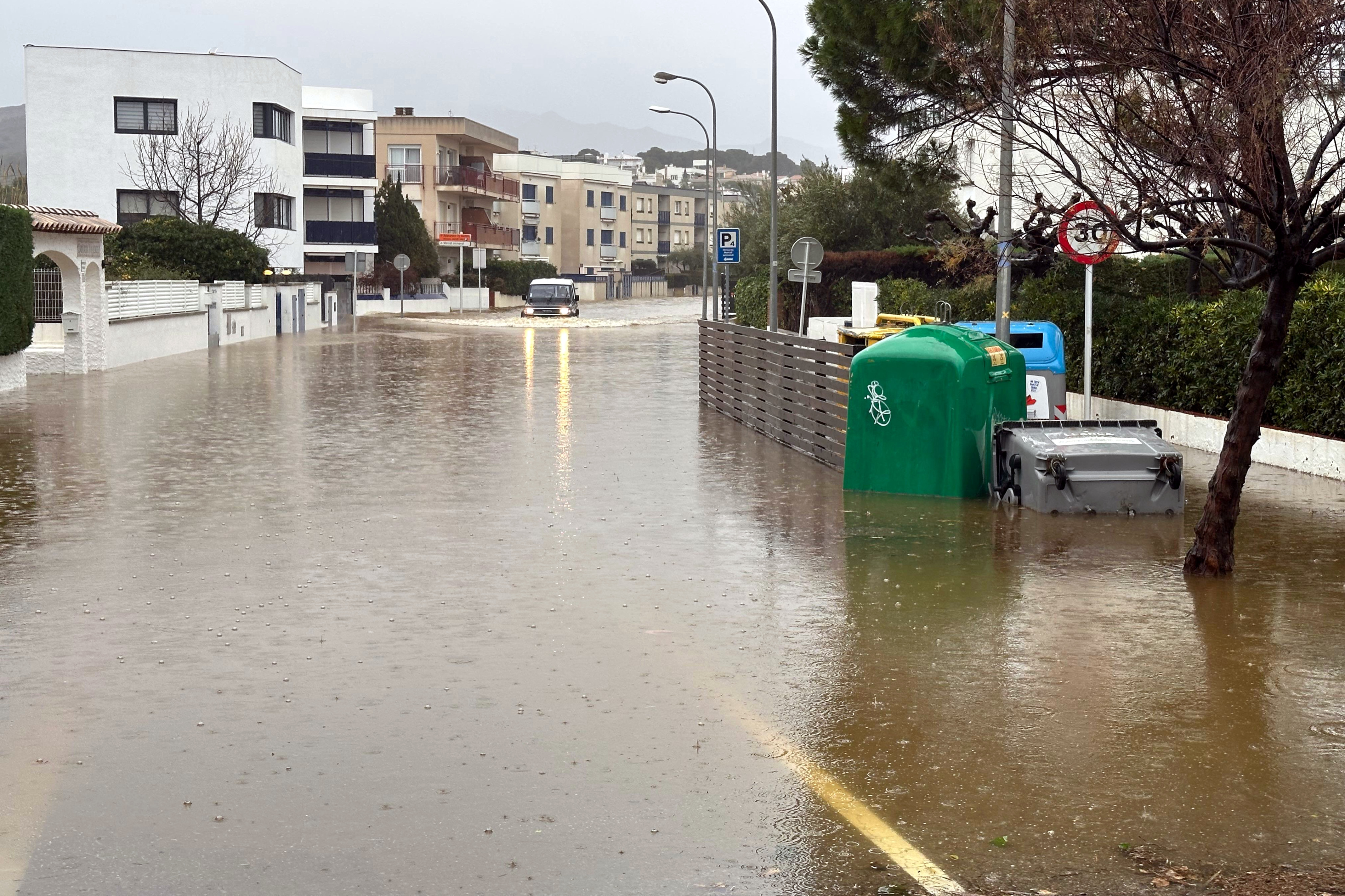 A street in Llançà closed due to flooding rains