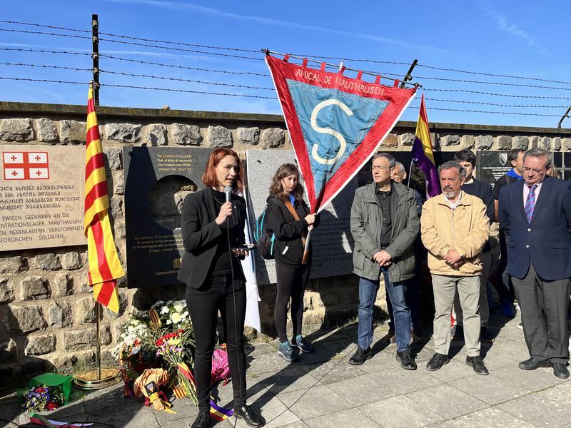 Catalonia's Central Europe delegate Krystyna Schreiber, during a speech honoring Mauthausen victims on May 7, 2023
