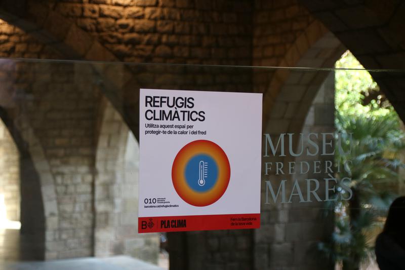 A sticker identifying a space as a climate shelter