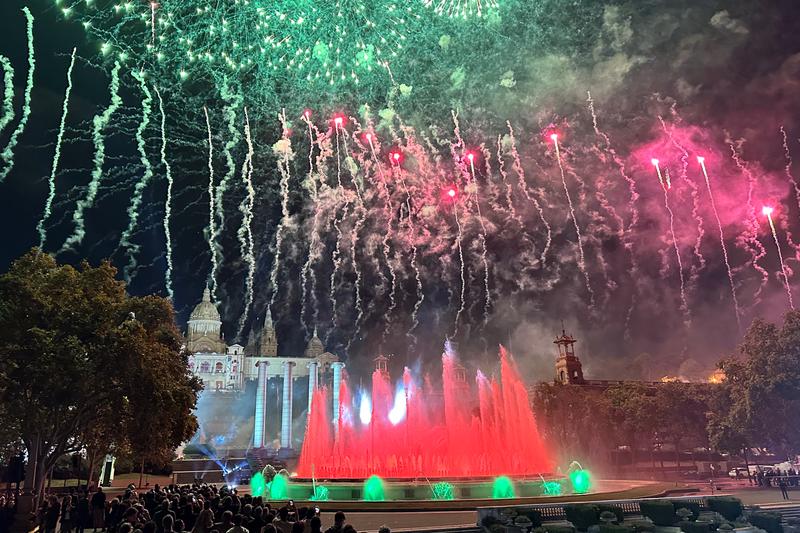 Fireworks light up the sky during La Mercè’s Piromusical