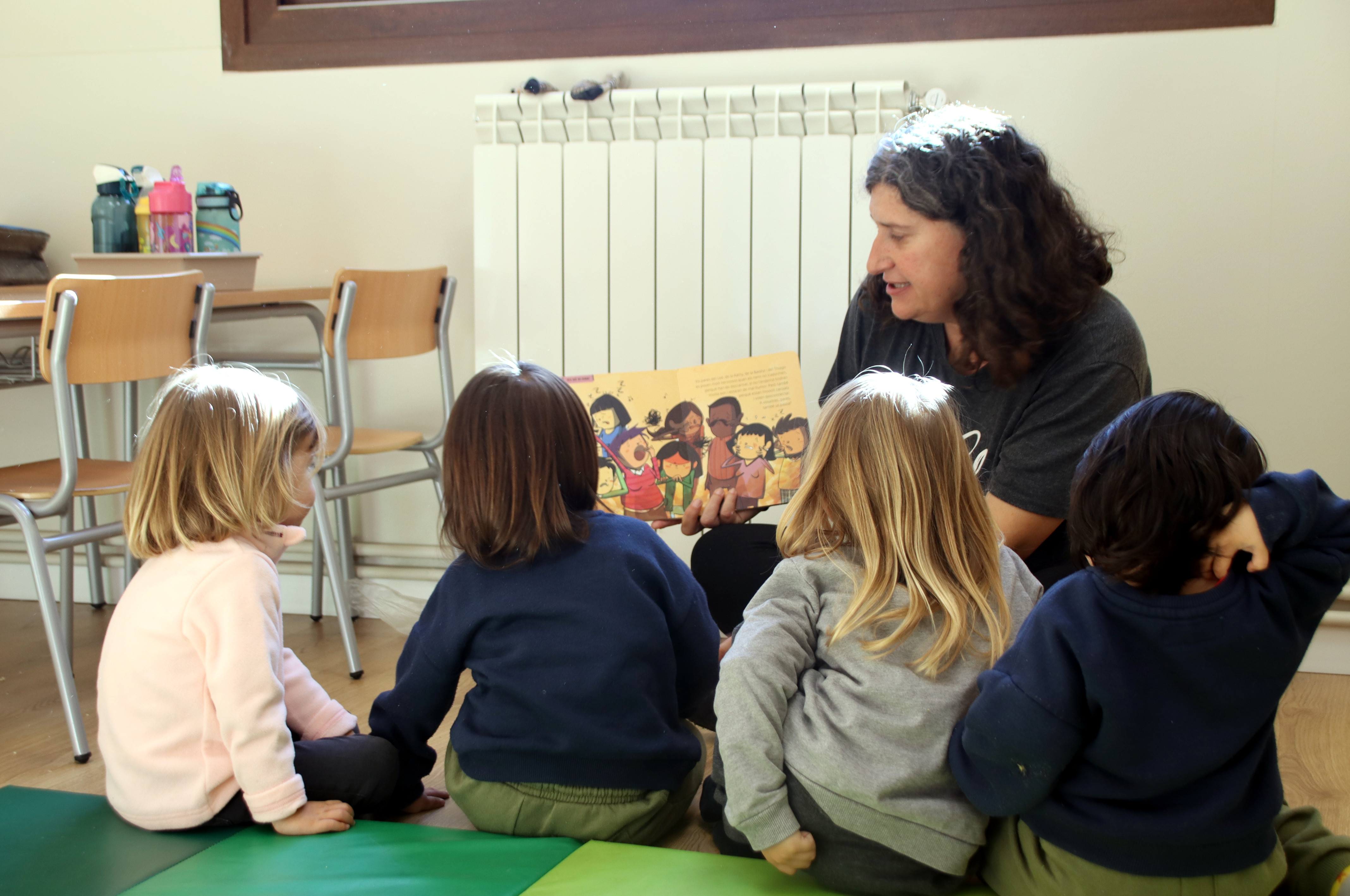 Four of the six students at the new school in Saldes.