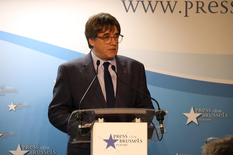 Catalan former president Carles Puigdemont in a press conference on November 9, 2023