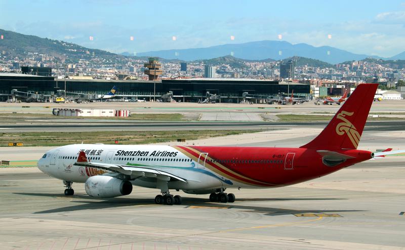 A Shenzhen Airlines airplane flying between Barcelona and the Chinese city of Shenzhen