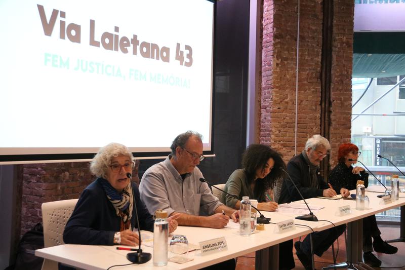 Rights groups at a press conference in Barcelona about the complaint they filed regarding torture at the Via Laietana police station