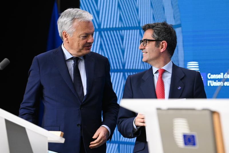 Spanish Minister of Presidency and Justice, Félix Bolaños and European Commissioner for Justice, Didier Reynders.