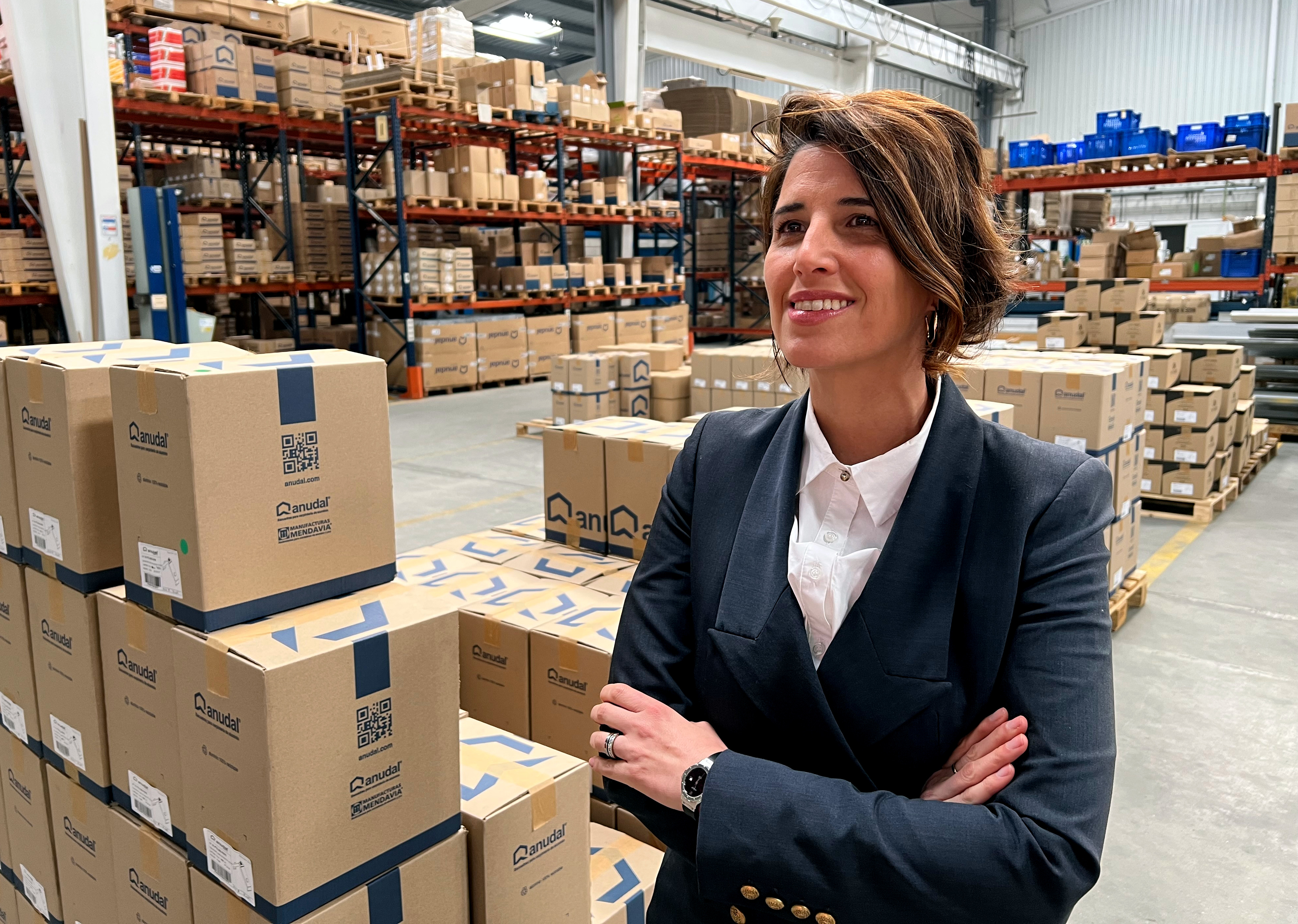 The general director of Anudal, Eva Hernampérez, at the company's warehouse in Badalona