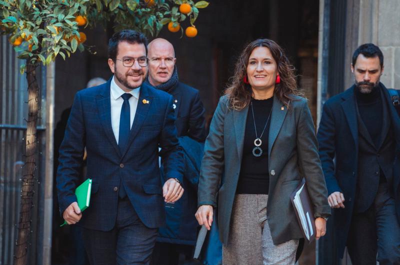 Catalan president Pere Aragonès and presidency minister Laura Vilagrà