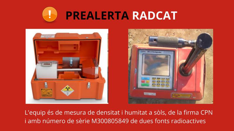 Warning of low-activity radioactive equipment stolen in Barcelona