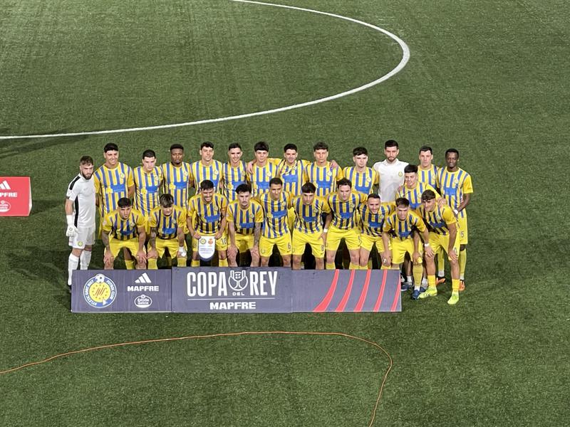 The Atlètic Sant Just squad pose for a team photo ahead of their Copa del Rey clash with RCD Mallorca