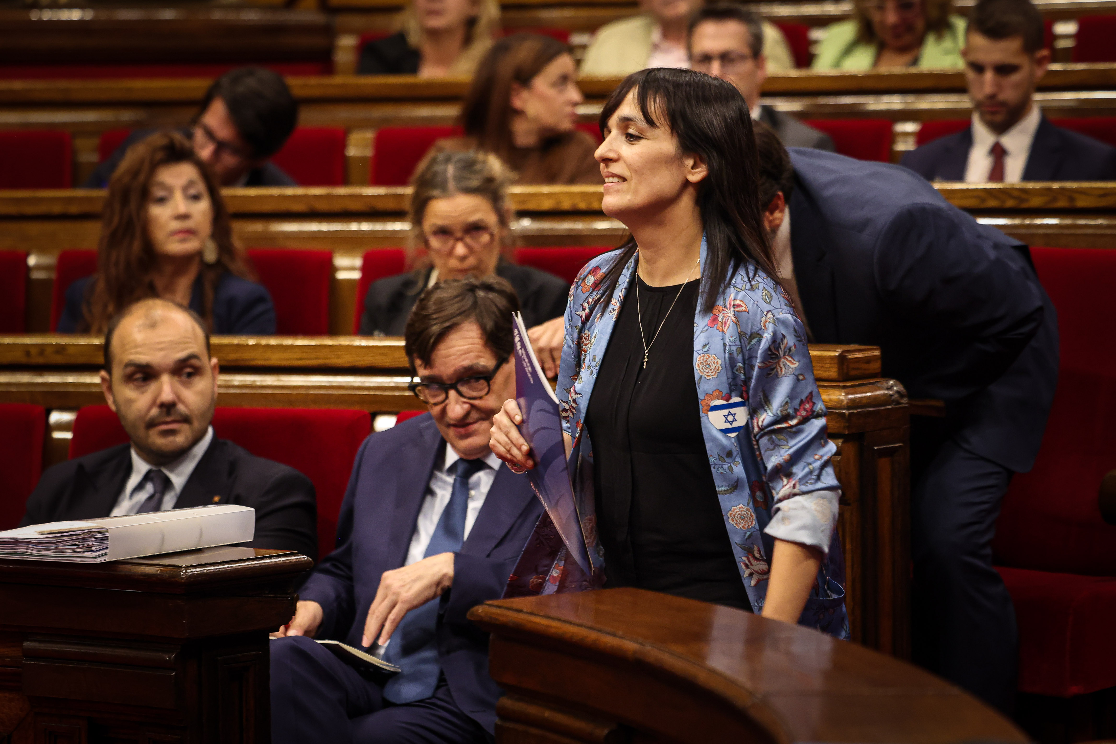 Catalan far-right Aliança Catalana party leader Sílvia Orriols in parliament on October 8, 2025