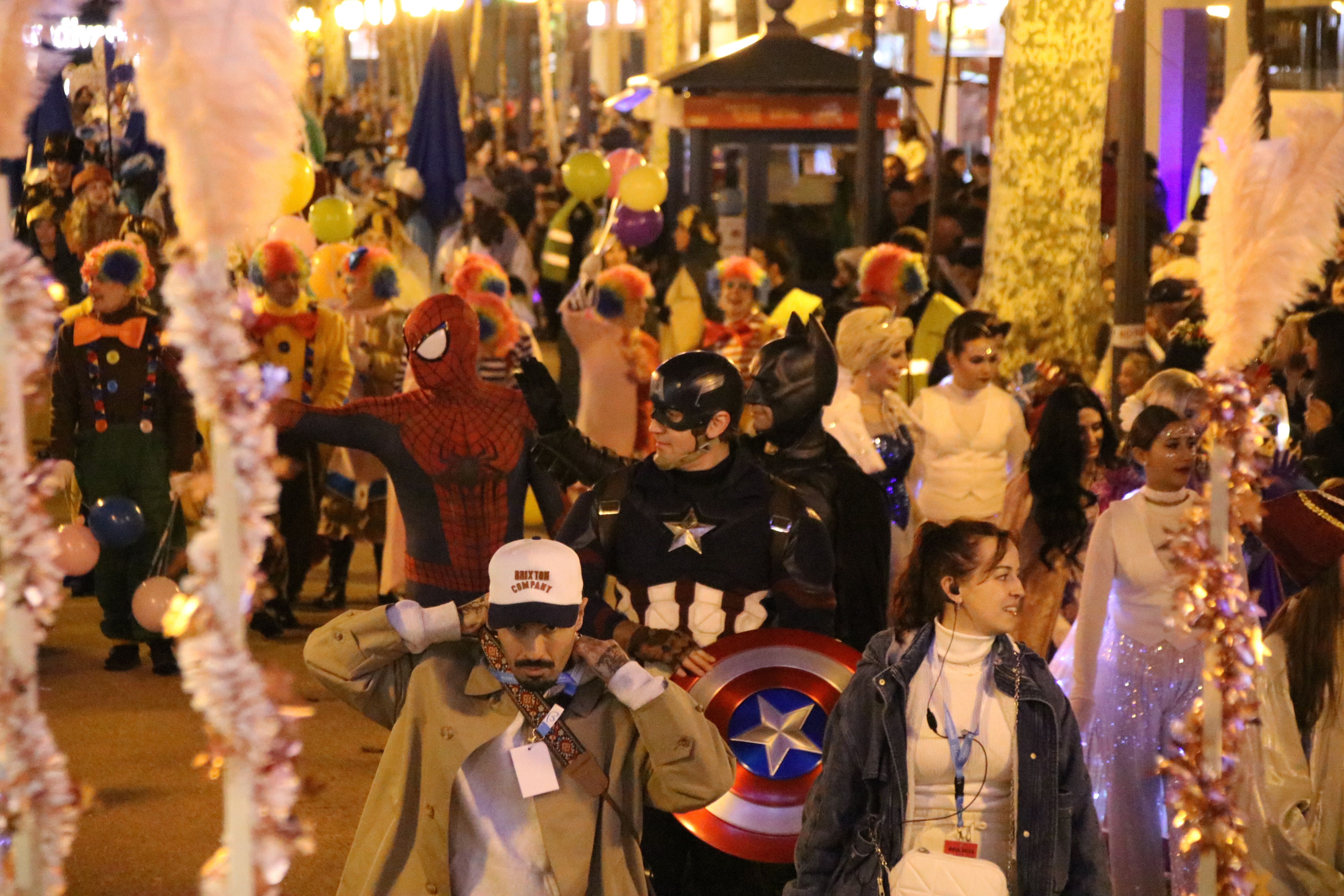 Superheroes taking part in the parade in Blanes in 2024