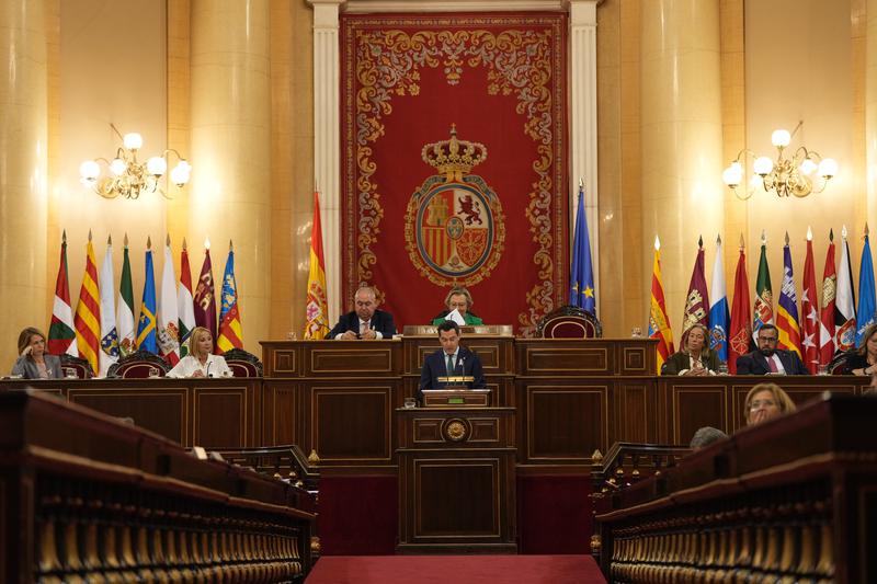 The president of the Andalusia Regional Government, Juanma Moreno, at the Senate on October 19