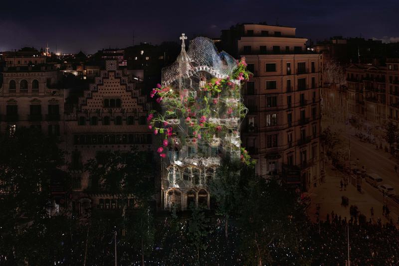 3D imaging of the Arborescent mapping show that will be projected on Casa Batlló