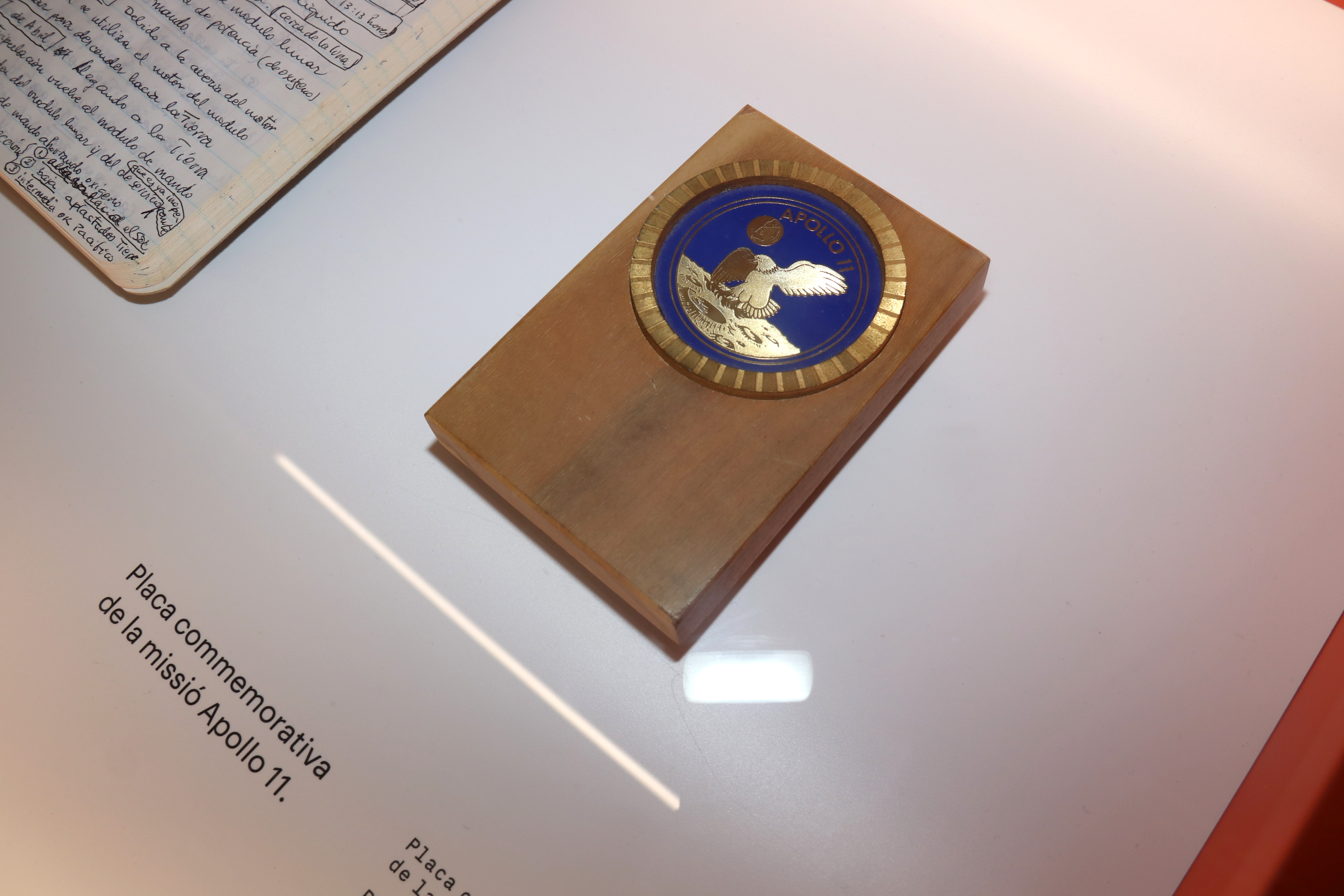 An Apollo 11 medal visible in Joan Oró's exhibition in Lleida