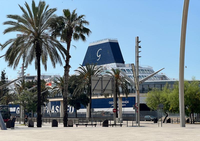 A ferry that covers one of the Barcelona - Balearic Islands routes in the Catalan capital's port