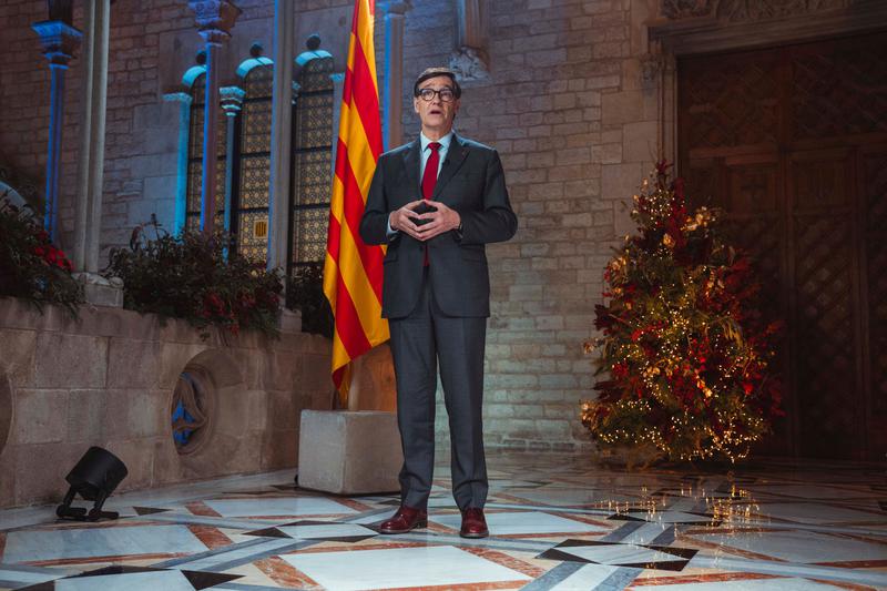 Catalan president Salvador Illa during his televised Christmas speech on December 26, 2025