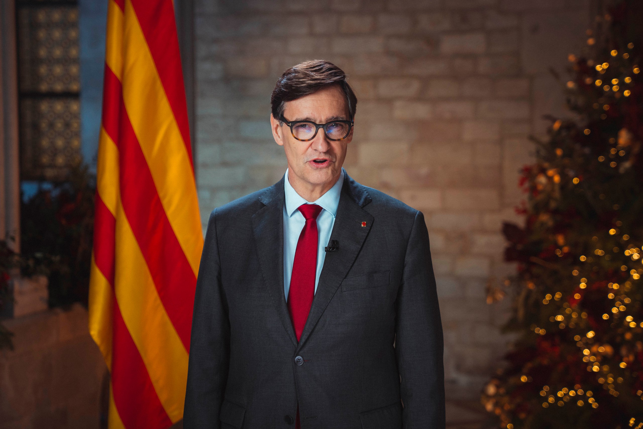 Catalan president Salvador Illa during his televised Christmas speech on December 26, 2025