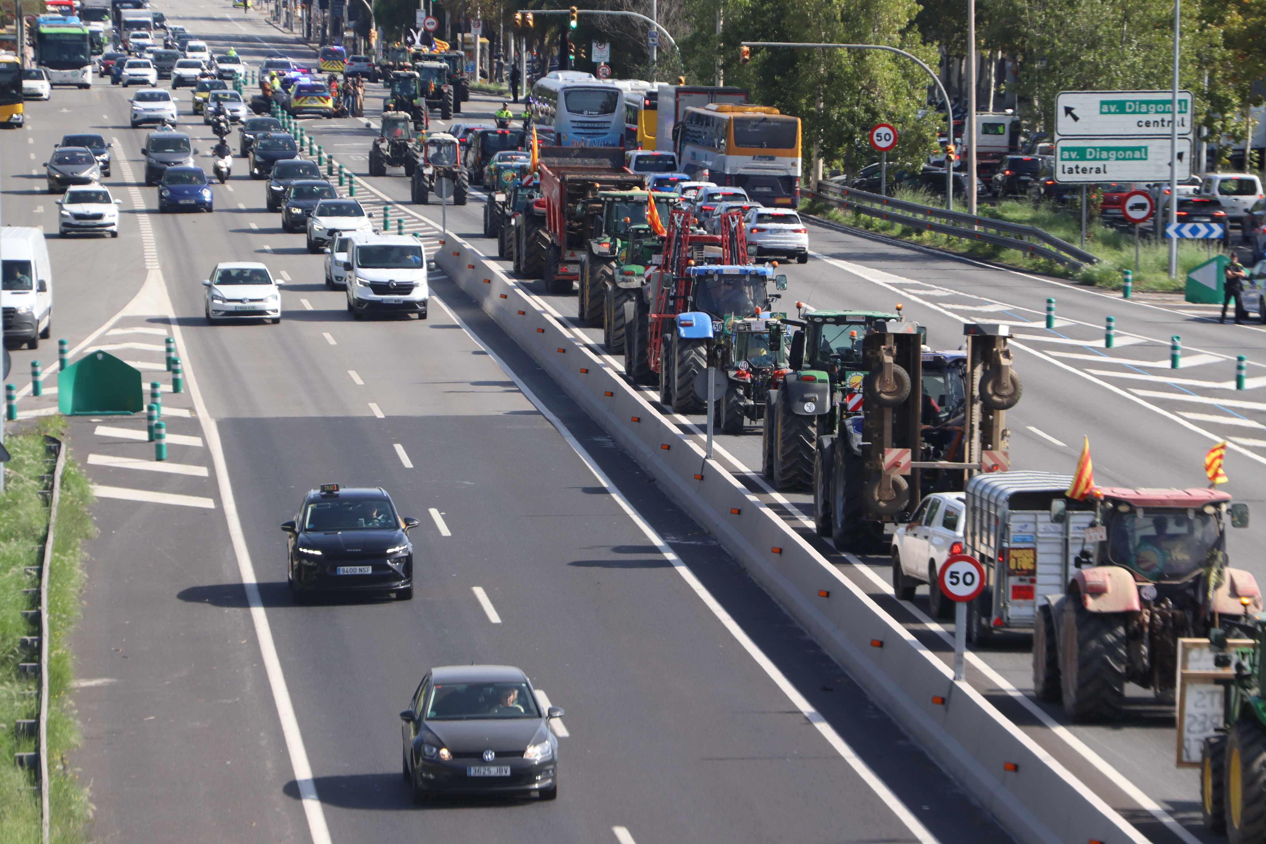 Tractors on Diagonal Avenue