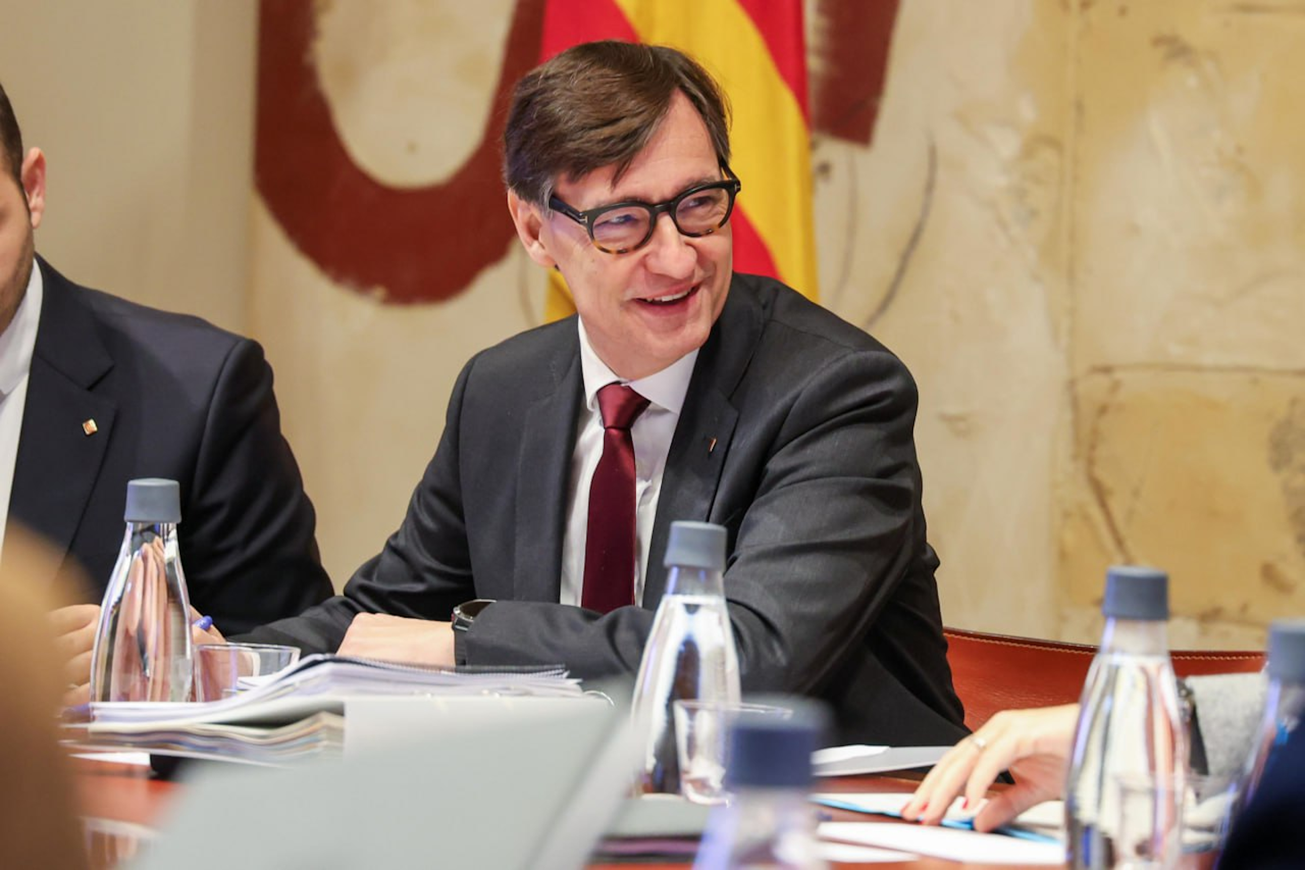 Catalan president Salvador Illa chairs a meeting of his executive