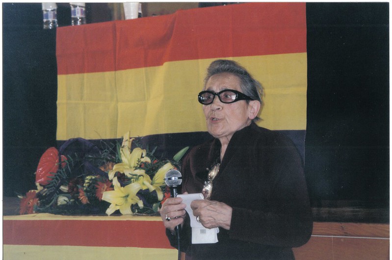 Neus Català gives a talk at a Spanish Second Republic memorial event