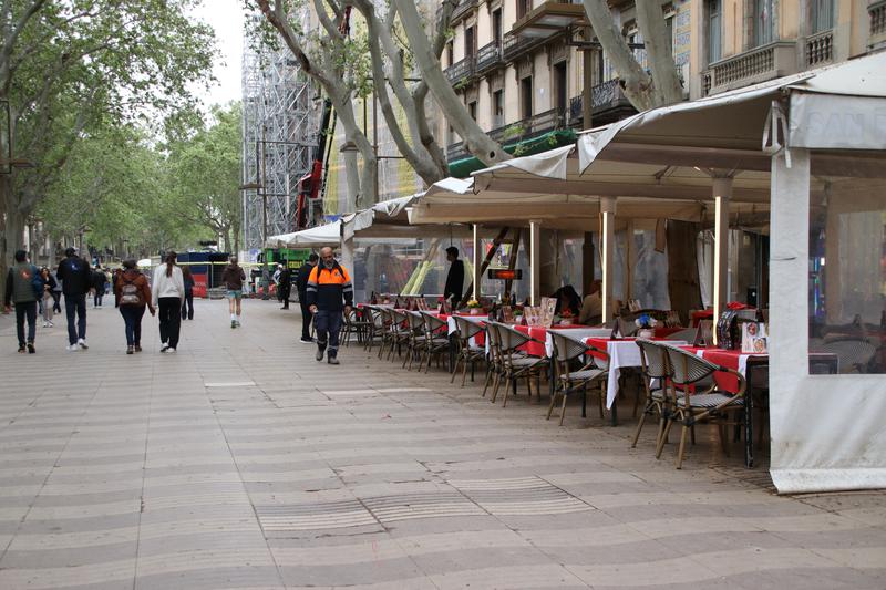A restaurant terrace on La Rambla in Barcelona