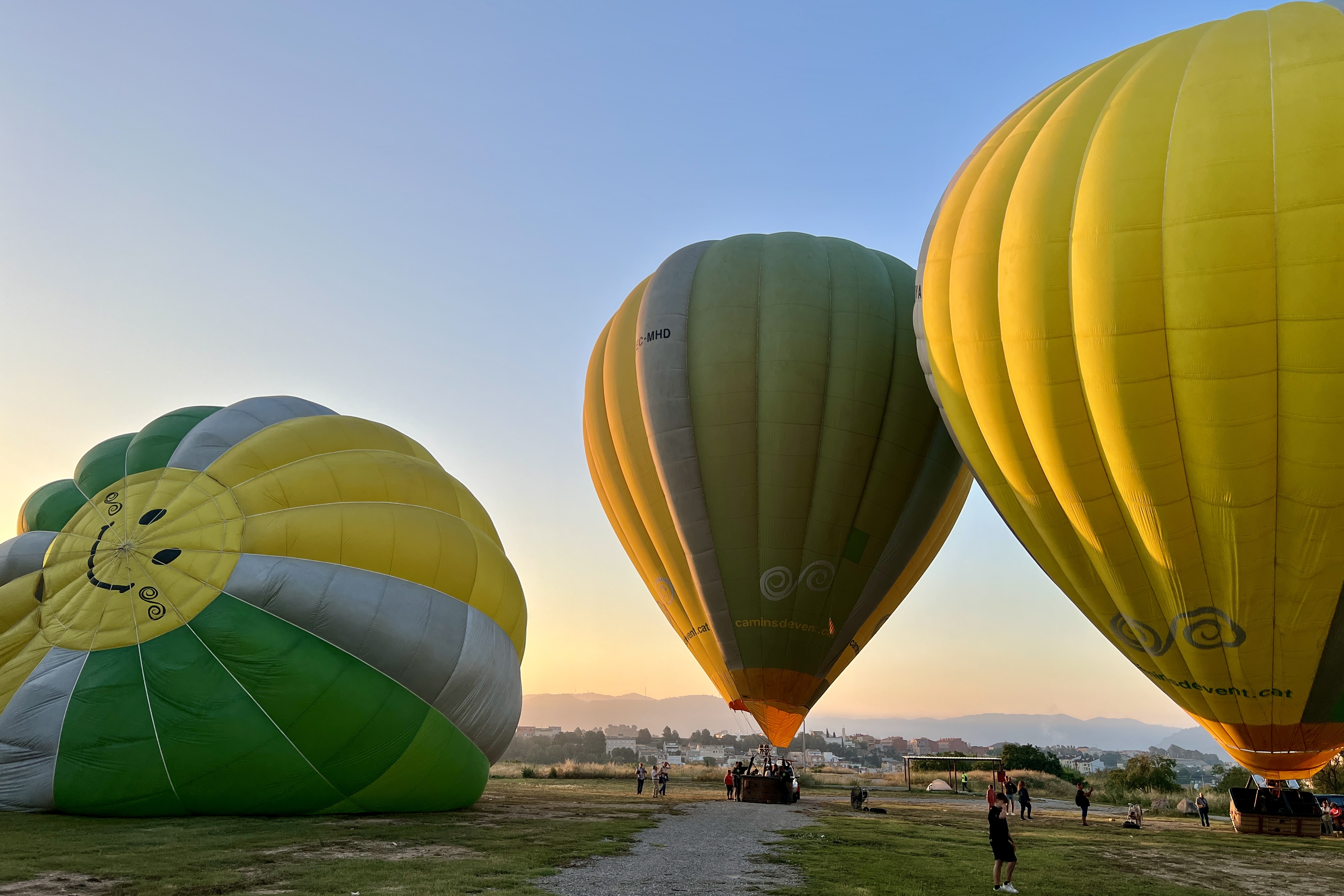 Some of the hot air balloons before taking off in Igualada’s European Balloon Festival on July 11, 2024