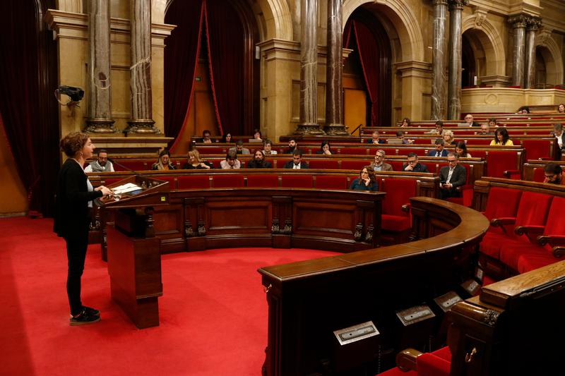 Catalan parliament during a speech by far-left CUP MP Montserrat Vinyet on November 9, 2023