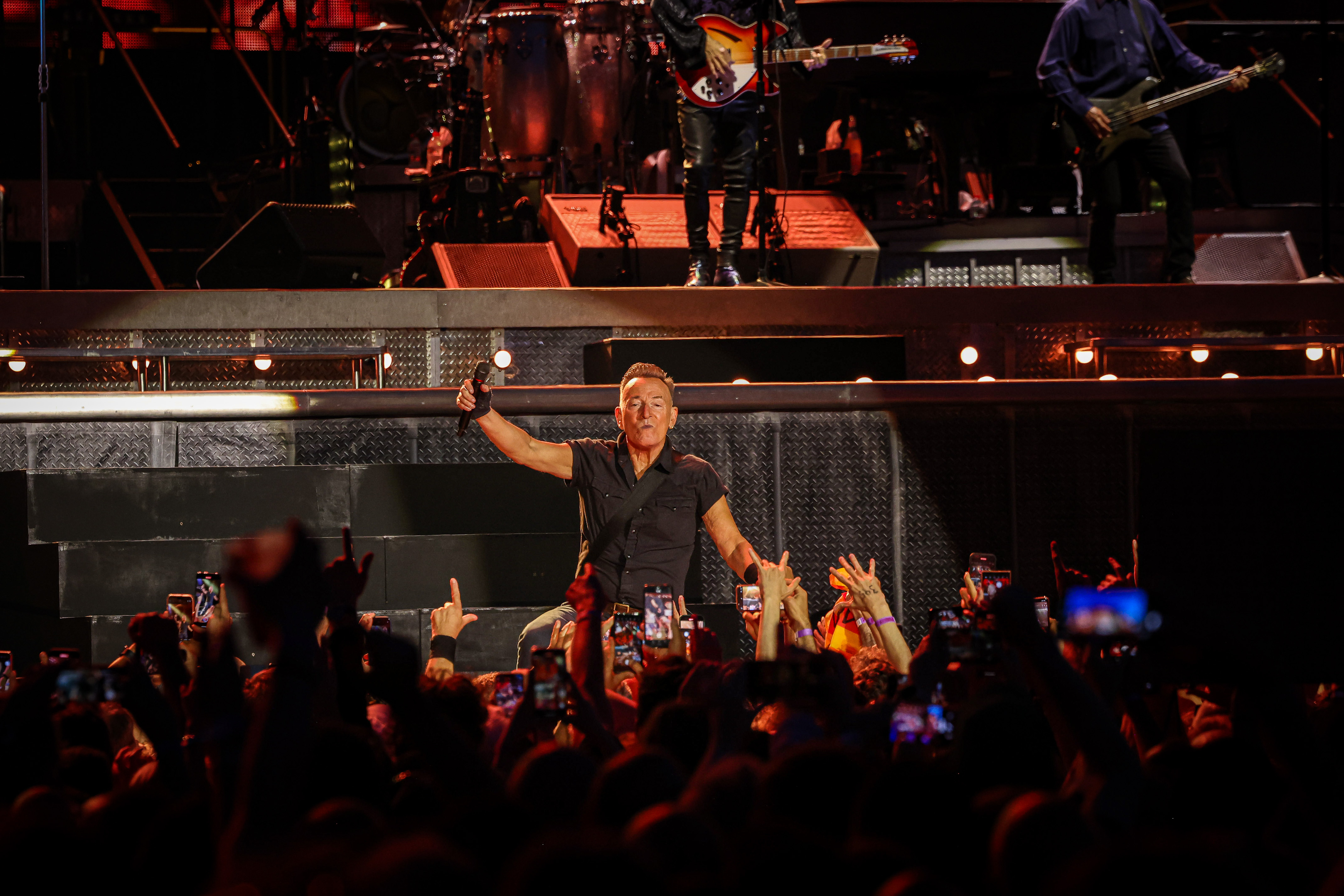 US singer Bruce Springsteen during a concert in Barcelona on April 28, 2023