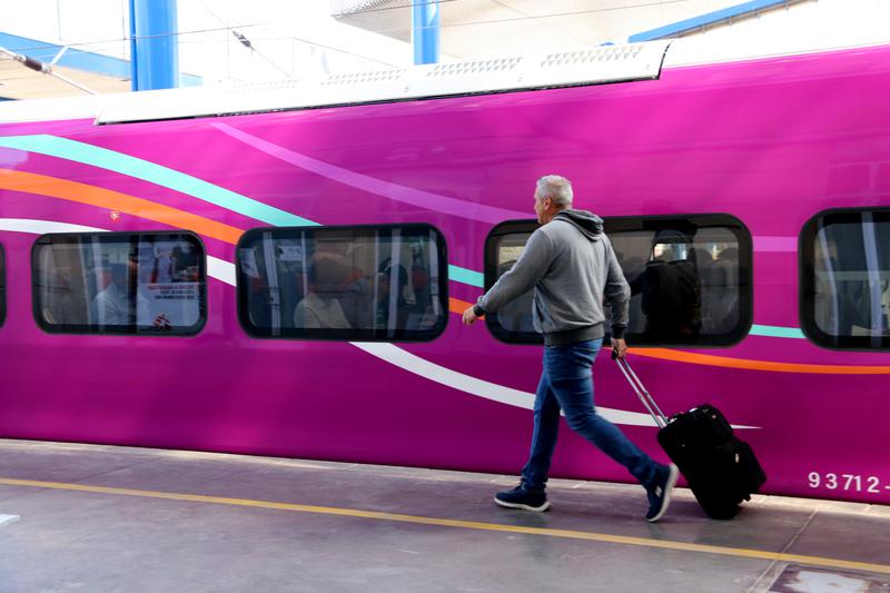 A high-speed low-cost passenger before boarding an Avlo train by Renfe on the new S106 model on May 21, 2024