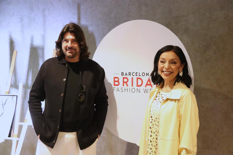 Haute-couture designer Stéphane Rolland and Barcelona Bridal Fashion Week director Albasarí Caro during the event's presentation