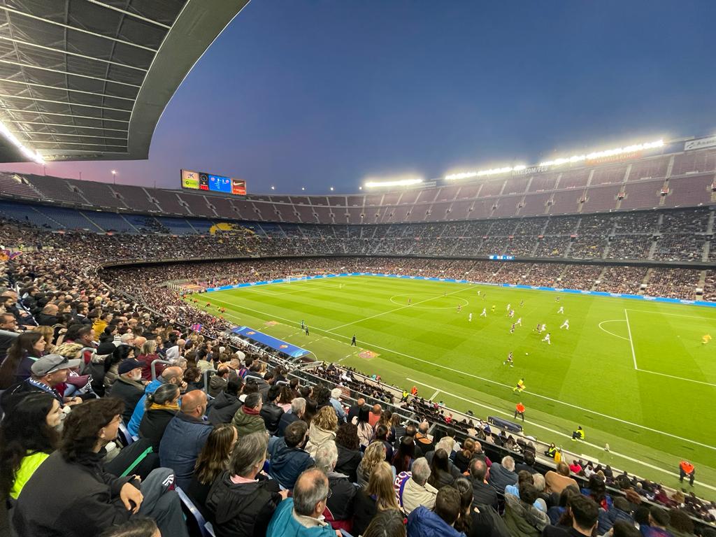 FC Barcelona's Camp Nou stadium during the Women's Champions League 2022/23 quarter-final clash with Roma