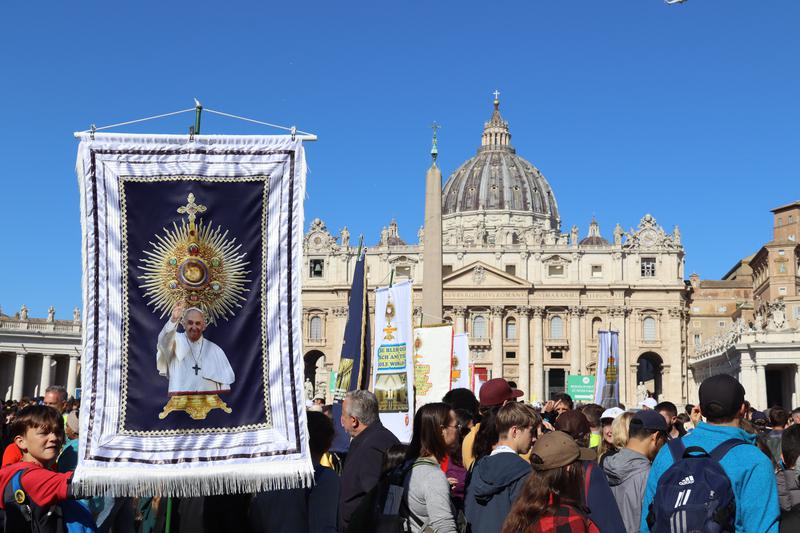 Mourners from around the world gather on Saint Peter’s Square in the Vatican, Rome, for Pope Francis’ funeral on Sat,urday 26 April