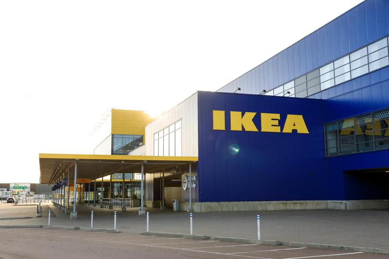 Outside the entrance of an Ikea store