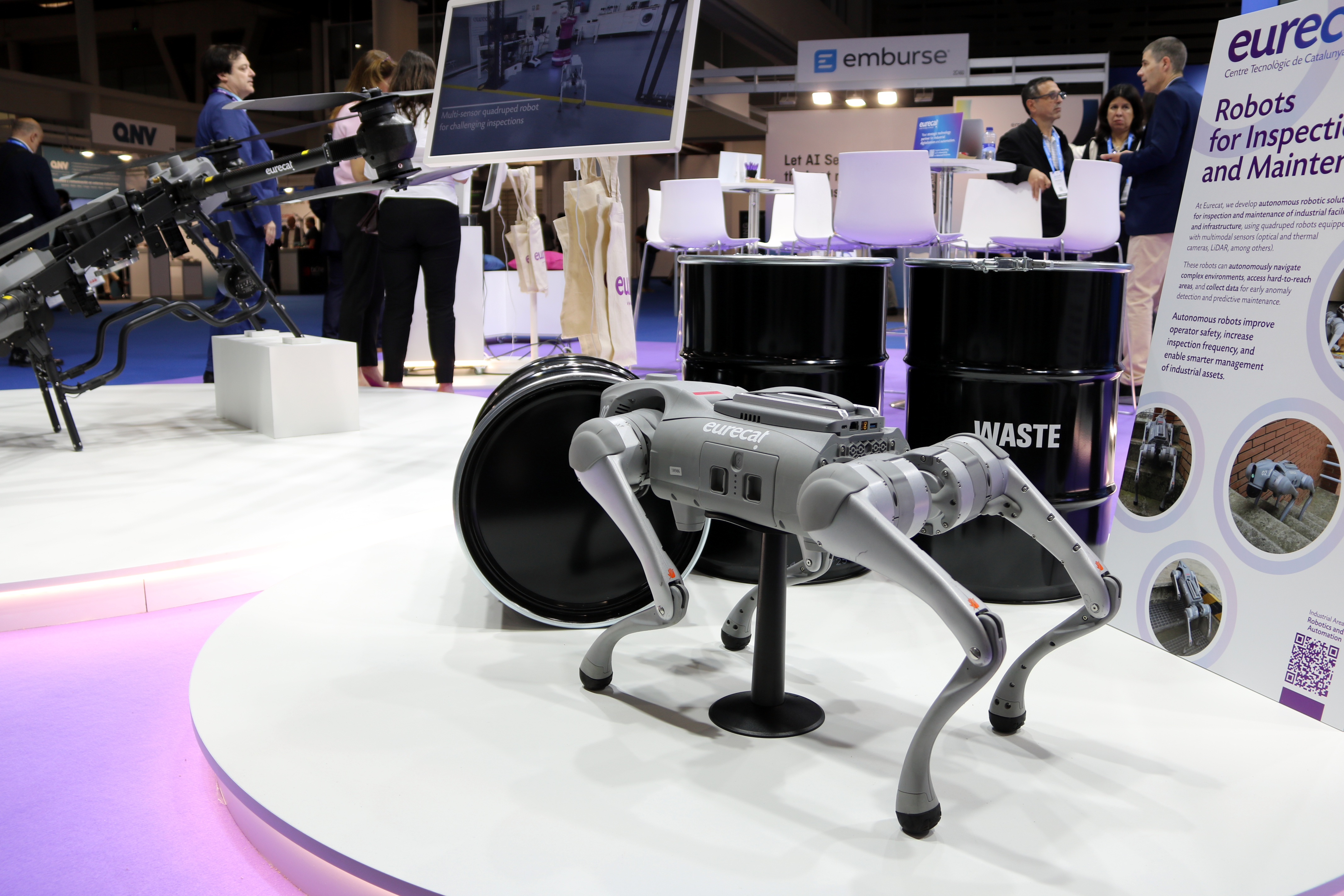 The quadruped robot for the inspection and maintenance of industrial facilities, at the Eurecat booth